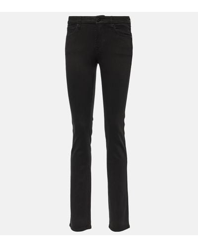 7 For All Mankind High-rise Straight Jeans - Black