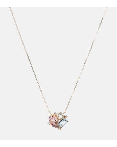 Suzanne Kalan Blossom 14kt Gold Necklace With Diamonds, Amethyst, Topaz And Rose De France - White