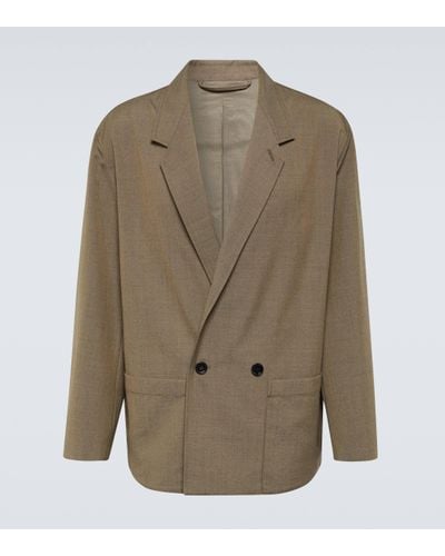 Lemaire Double-breasted Melange Twill Blazer - Green