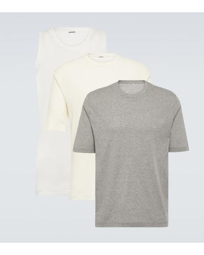 Jil Sander Set aus Top und zwei T-Shirts aus Baumwolle - Grau