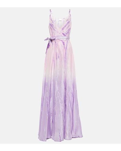 Anna Kosturova Tie-dyed Wrap Silk Maxi Dress - Purple