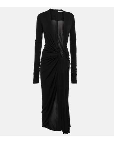 Christopher Esber Plunge-neck Ruched Midi Dress - Black