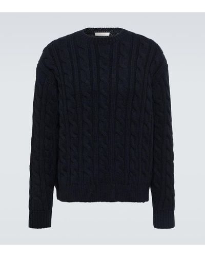 The Row Aldo Cable-knit Wool-blend Sweater - Blue