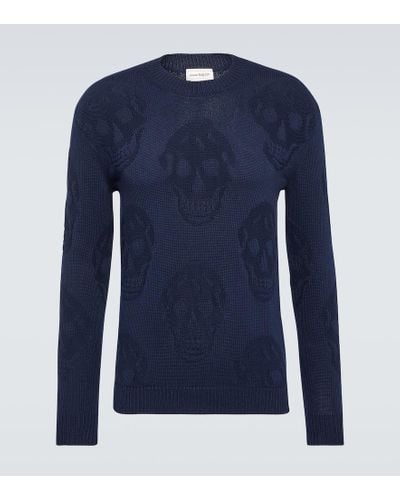 Alexander McQueen Pullover aus Baumwolle - Blau