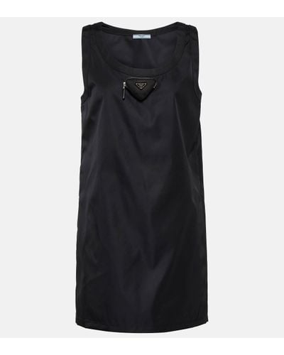 Prada Robe courte en nylon recyclé - Noir