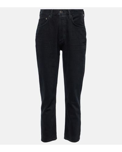 Agolde Riley Crop High-rise Slim Jeans - Black