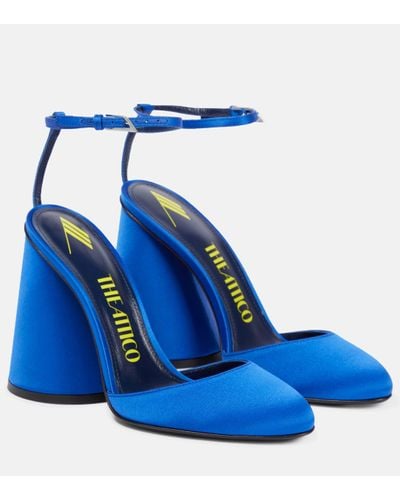 The Attico Luz Satin Slingback Court Shoes - Blue