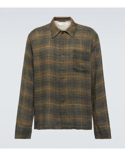 Our Legacy Box Checked Linen Shirt - Green