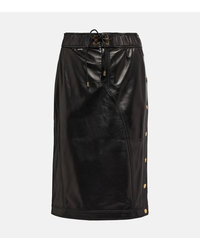 Tom Ford Leather Midi Skirt - Black