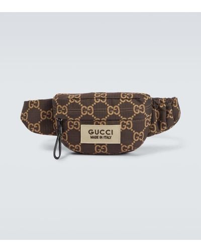 Gucci Cinturon de ripstop con GG - Marrón