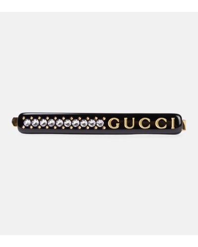 Gucci Logo Embellished Hair Clip - Black
