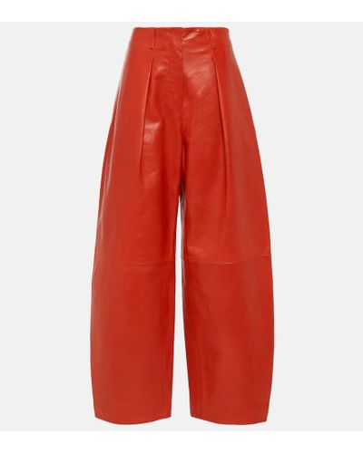 Jacquemus Pantalones anchos Le Pantalon Ovalo Cuir de piel - Rojo