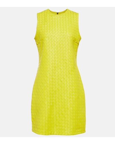 Bottega Veneta Intrecciato Leather Dress - Yellow