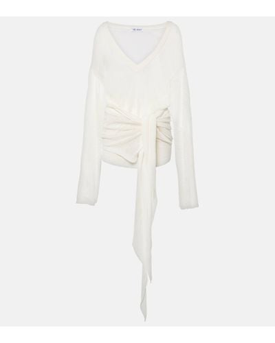 The Attico Robe portefeuille en crochet de coton - Blanc