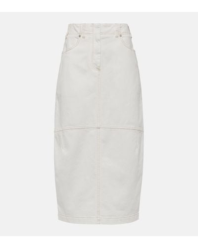 Brunello Cucinelli Denim Midi Skirt - White