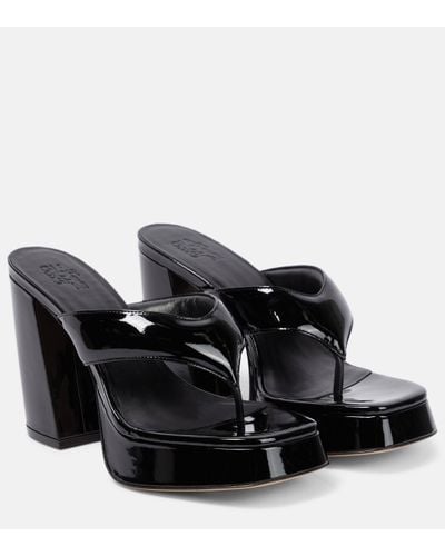 Gia Borghini Gia 17 Patent Leather Platform Thong Sandals - Black