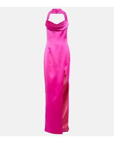 Rasario Robe longue en satin - Rose