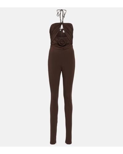 Magda Butrym Floral-applique Cutout Jersey Jumpsuit - Brown
