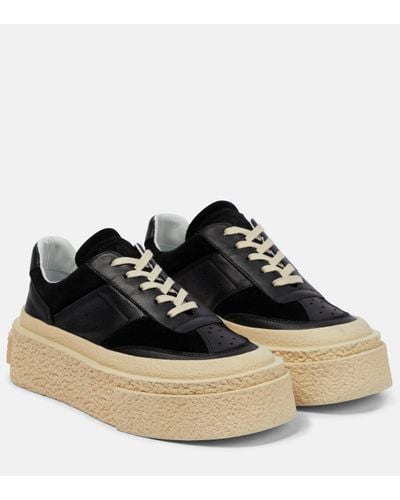 MM6 by Maison Martin Margiela Leather And Suede Platform Trainers - Black