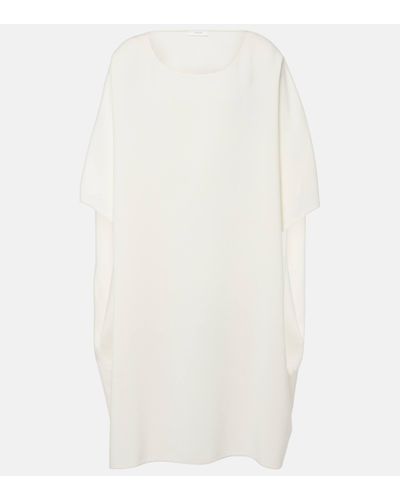 The Row Abasi Oversized Wool And Silk Midi Dress - White