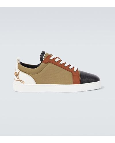 Christian Louboutin Fun Louis Junior Leather And Canvas Sneakers - Multicolor