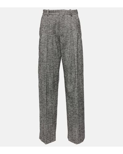 Victoria Beckham High-rise Wool-blend Wide-leg Pants - Gray