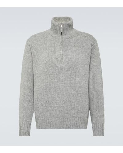 Allude Cashmere Half-zip Sweater - Gray