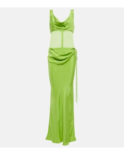 Christopher Esber Sheer-detail Silk Satin Gown - Green