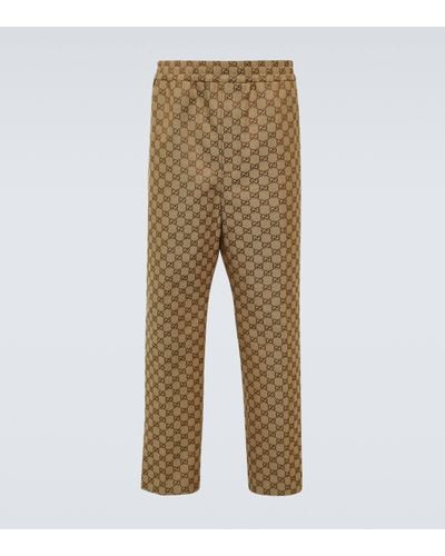 Gucci GG Supreme Cotton-blend Trousers - Natural