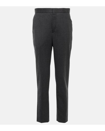 Wardrobe NYC Straight Wool Flannel Trousers - Grey