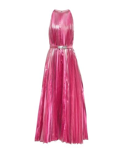 Christopher Kane Pleated Lame Midi Dress - Pink