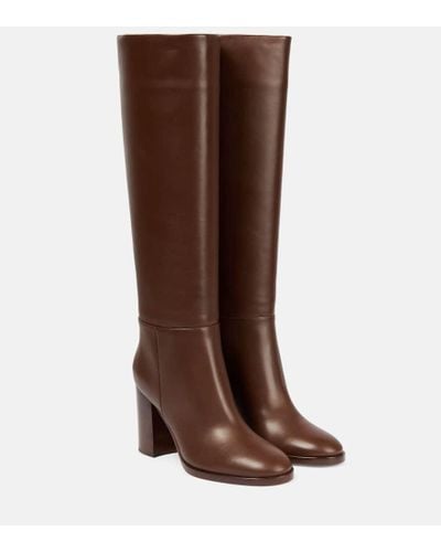Gianvito Rossi Santiago 85 Leather Knee Boots - Brown