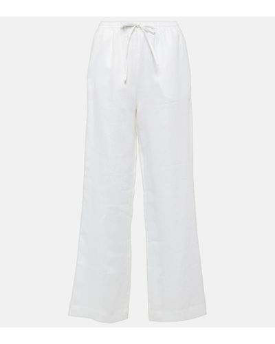 Asceno Aurelia Linen Straight Trousers - White