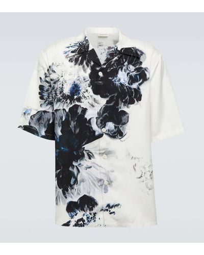 Alexander McQueen Hemd Dutch Flower aus Seide - Weiß