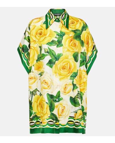 Dolce & Gabbana Blusa in seta con stampa floreale - Giallo