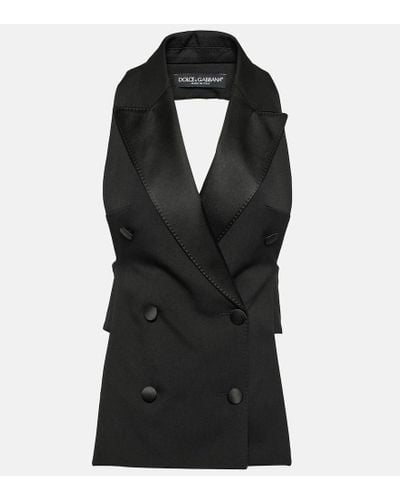Dolce & Gabbana Chaleco cruzado de mezcla de lana y seda - Negro