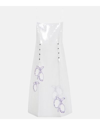 Bottega Veneta Sequined Embroidered Slip Dress - White