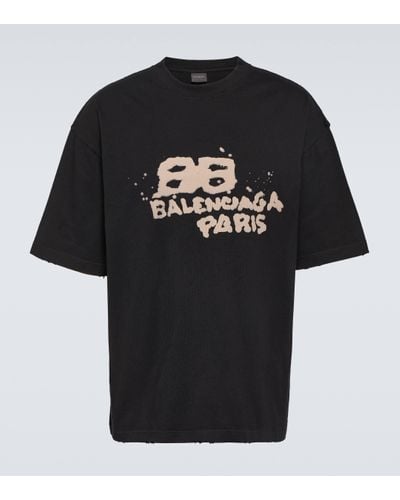Balenciaga Hand-drawn Bb Icon T-shirt Medium Fit - Black