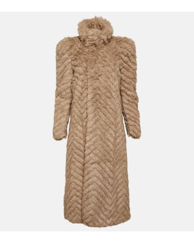 Balenciaga Faux Fur Coat - Natural