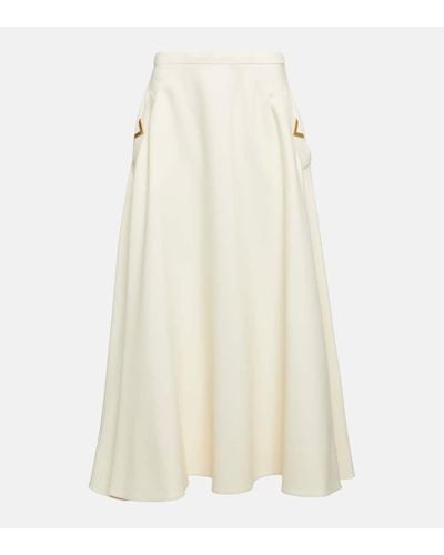 Valentino Crepe Couture Midi Skirt - White