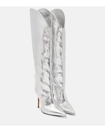 Alexandre Vauthier Metallic Leather Over-the-knee Boots - White