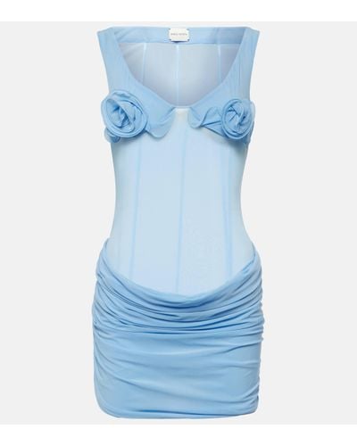 Magda Butrym Floral-applique Jersey Minidress - Blue