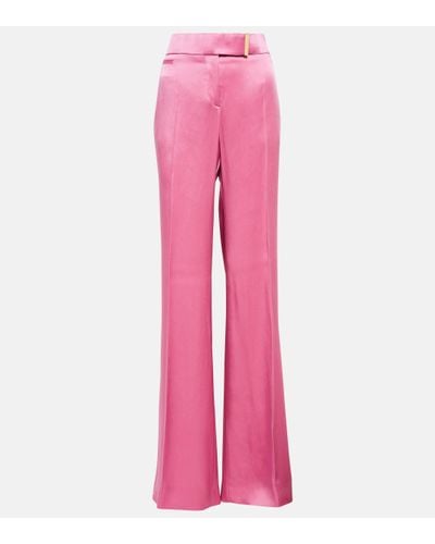 Tom Ford High-rise Wide-leg Satin Trousers - Pink