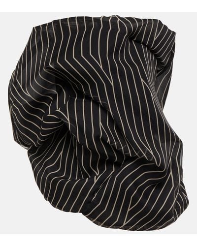 Rick Owens Striped Strapless Silk Top - Black