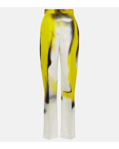 Alexander McQueen High-waisted Cigarette Trousers - Yellow