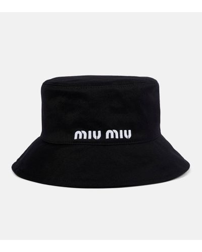 Miu Miu Chapeau bob en coton a logo - Noir