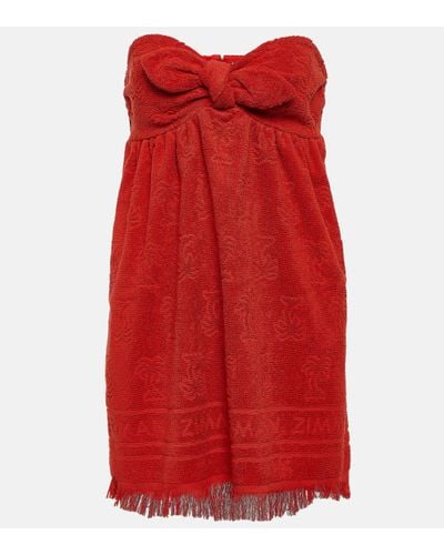 Zimmermann Alight Fringed Cotton Terry Minidress - Red