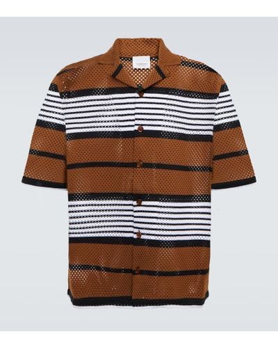 Burberry Camisa bowling oversized a rayas - Marrón