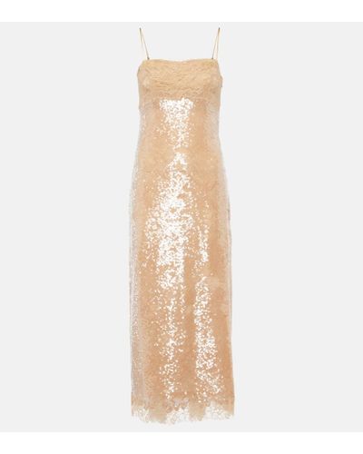 Jonathan Simkhai Slipdress Valentina mit Pailletten - Natur