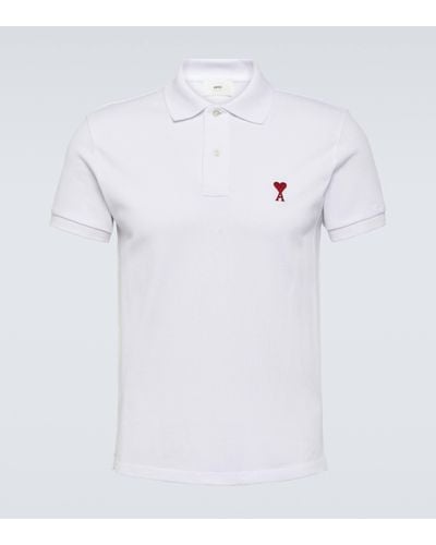 Ami Paris Ami Paris Ami De Coeur Organic Cotton Polo Shirt - White